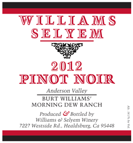 W. Selyem Burt Williams Morning Dew Pinot label
