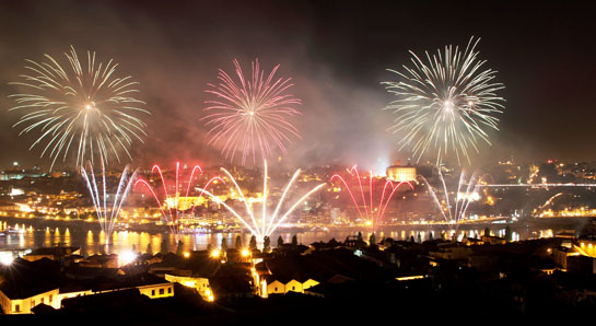 Sao Joao fireworks over city