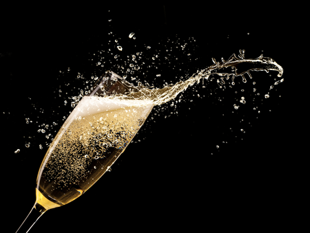California Sparking Wine splashing out of glass