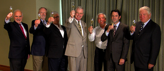 Group Toasting glasses raised